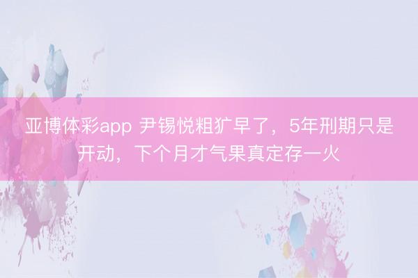 亚博体彩app 尹锡悦粗犷早了，5年刑期只是开动，下个月才气果真定存一火