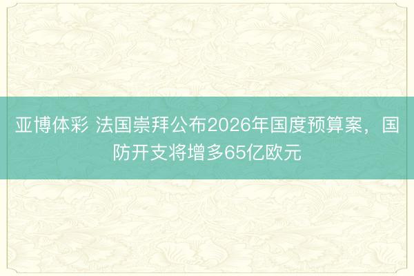 亚博体彩 法国崇拜公布2026年国度预算案，国防开支将增多65亿欧元