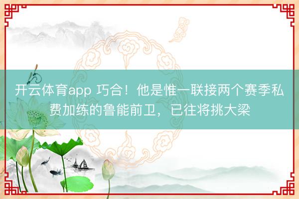 开云体育app 巧合！他是惟一联接两个赛季私费加练的鲁能前卫，已往将挑大梁