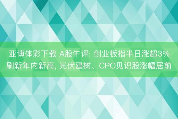 亚博体彩下载 A股午评: 创业板指半日涨超3%刷新年内新高, 光伏建树、CPO见识股涨幅居前