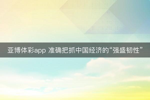 亚博体彩app 准确把抓中国经济的“强盛韧性”
