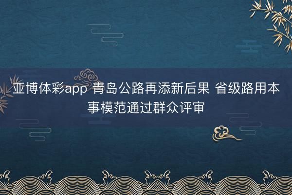 亚博体彩app 青岛公路再添新后果 省级路用本事模范通过群众评审
