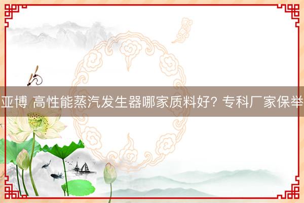 亚博 高性能蒸汽发生器哪家质料好? 专科厂家保举