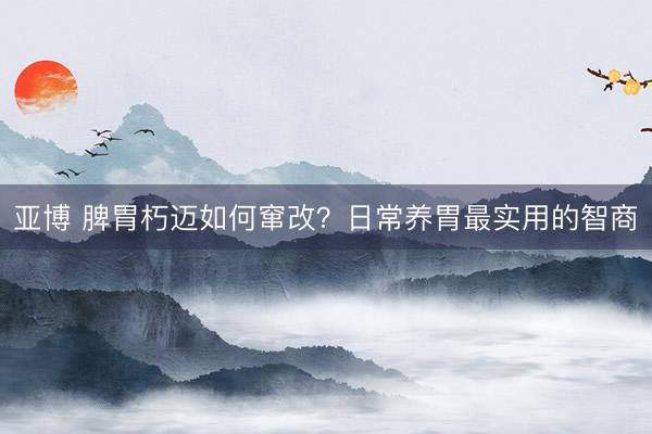亚博 脾胃朽迈如何窜改？日常养胃最实用的智商